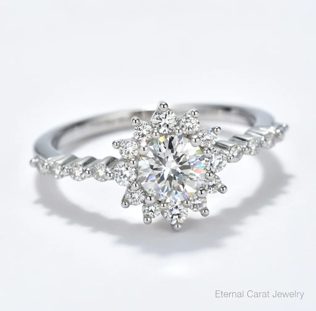 Anello in Platino PT950 con Moissanite a Forma di Fiocco di Neve, Design di Lusso per Donne, Fede Nuziale o Anello di Fidanzamento