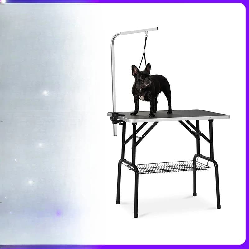Tavolo di bellezza Tavolo di bellezza Modellazione pieghevole in acciaio inossidabile per cani Grande asciugacapelli da bagno e tosatura