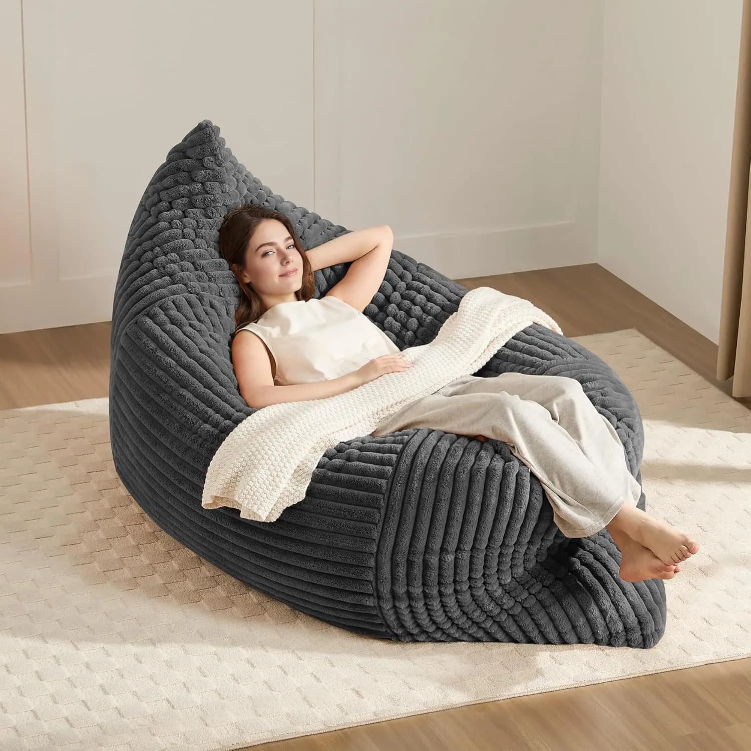 Divano Letto Convertibile 3-in-1, Poltrona in Memory Foam con Rivestimento Lavabile per Soggiorno (Grigio Scuro)