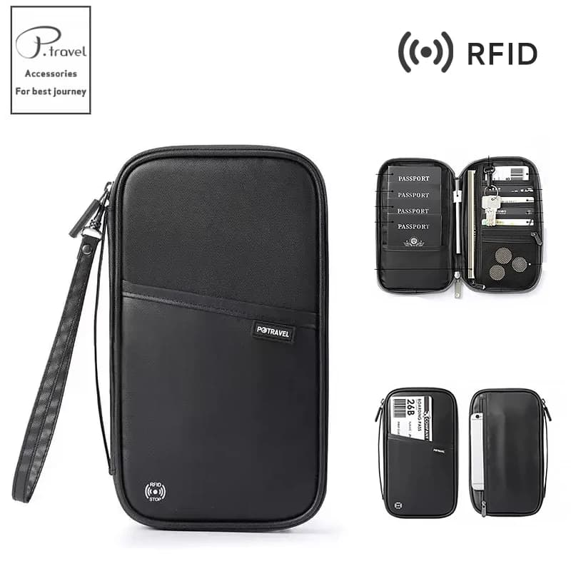 Porta passaporto da viaggio con blocco RFID - Custodia impermeabile per passaporto, custodia per passaporto, custodia per biglietti, documenti