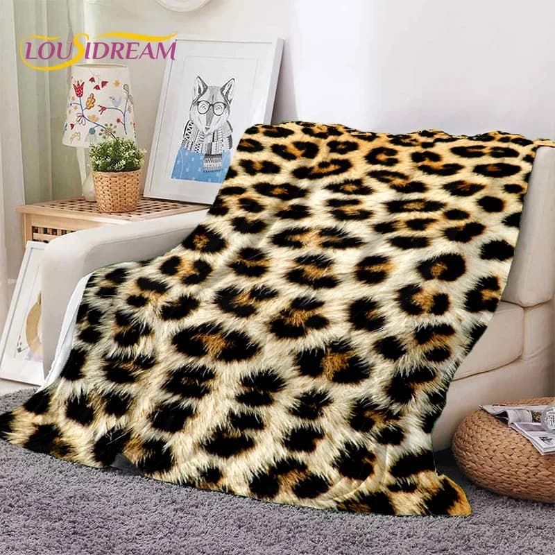 Coperta in morbida flanella con motivo leopardato a strisce zebrate colorate 3D, coperta comoda per letti da picnic a casa