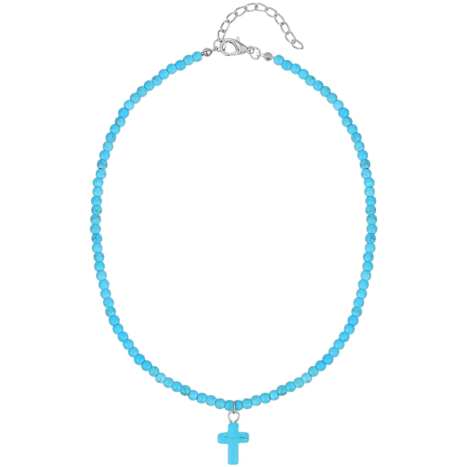 Collana girocollo con croce cristiana turchese Collana con clavicola per donne Ragazze Girocollo per ragazze dal design unico per feste quotidiane