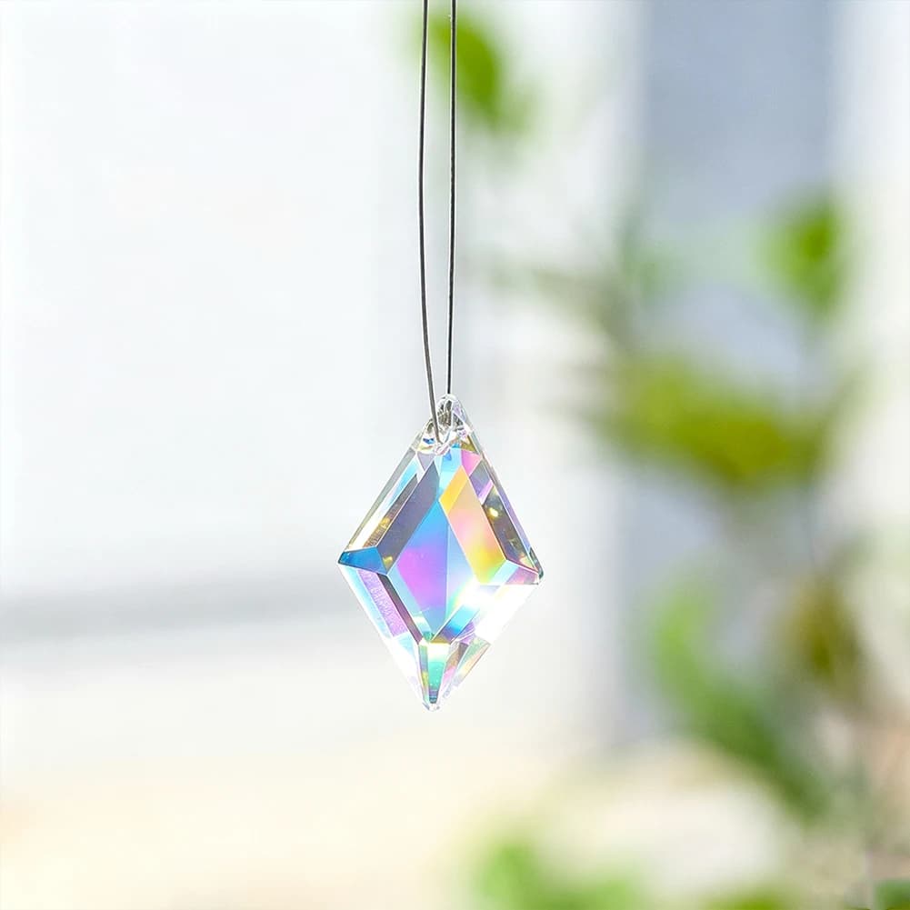 5pcs 38mm Rhombic Crystal Bead DIY Suncatcher Wind Chimes Pendant Prism Rainbow Maker Window Hanging Ornament Garden Party Decor