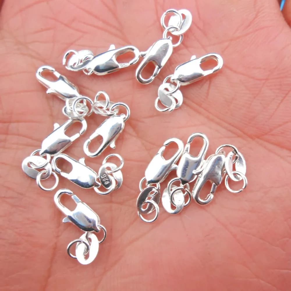 A Lot/Pack 925 Sterling Silver Lobster Clasp with Jump Rings 925 Tag for Necklaces Jewelry Findings Bracelet DIY Making Supplies