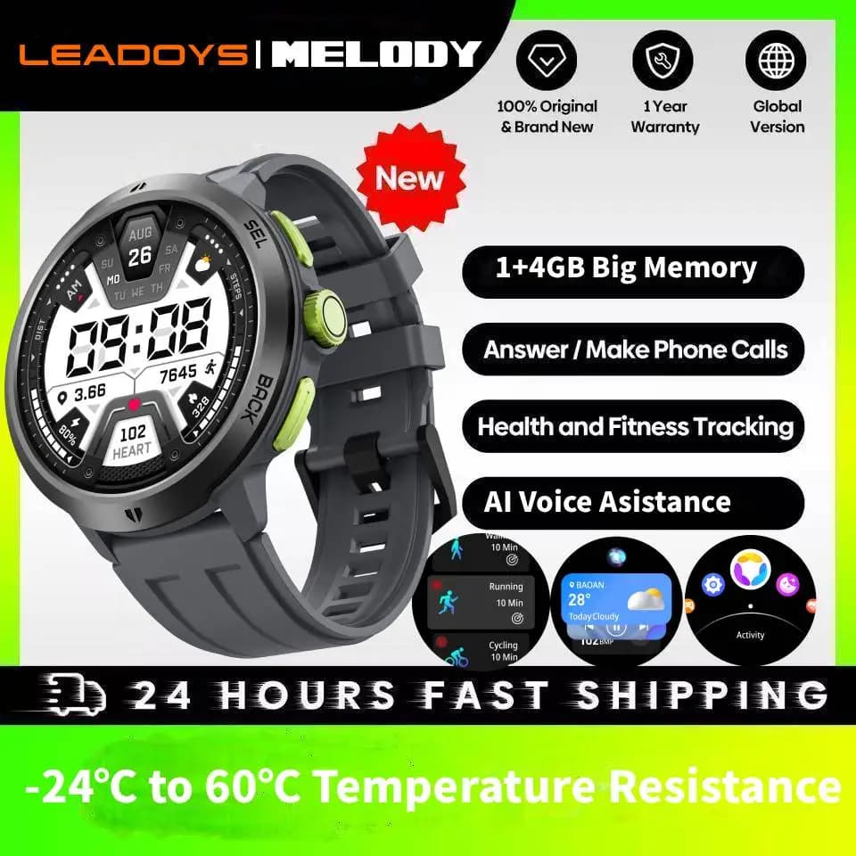 LEADOYS C33 Smart Watch with great MP3 memory and MP3 recording function Waterproof racing watch 7/24 Health monitoring Gift for men