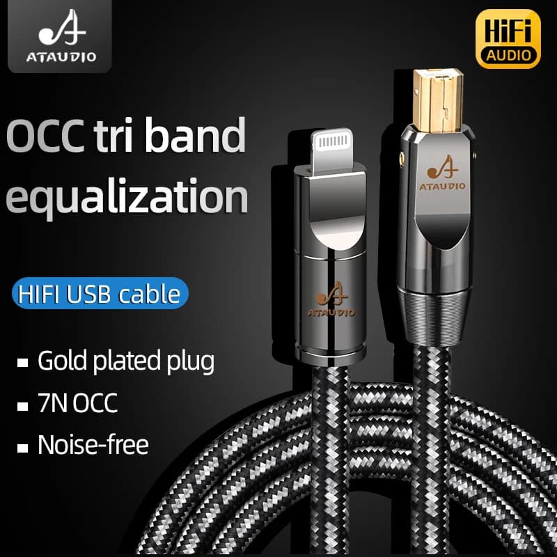 Cavo USB HiFi Lightning a tipo B per amplificatore DAC Hi-end 7N OCC USB AB AB BC C-C Cavo audio con connettore jack Lightning-C
