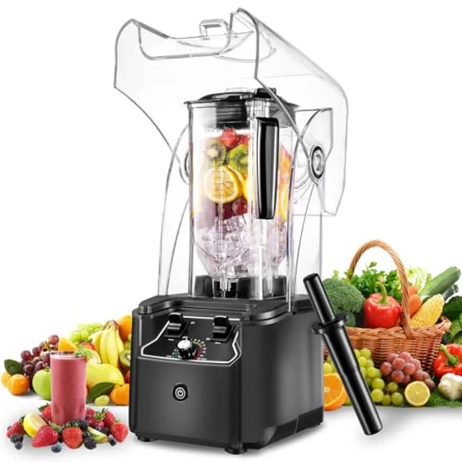 Frullatore commerciale per frullati: motore da 2,5 HP, lama in acciaio inossidabile, grigio, caraffa da 80 oz, 15 velocità, autopulente, ideale per frullati.