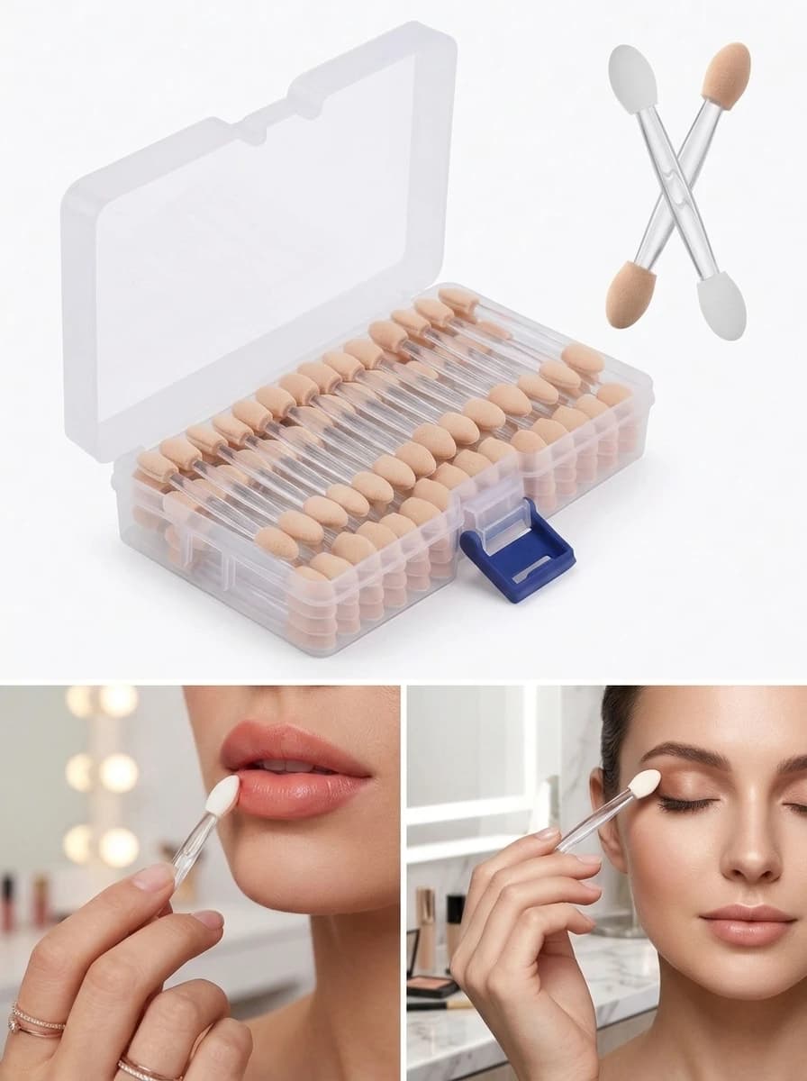 50/100Pcs Double Head Disposable Eyeshadow Applicators Sponge Eye Shadow Stick Portable Eyeshadow Blending Makeup Tools