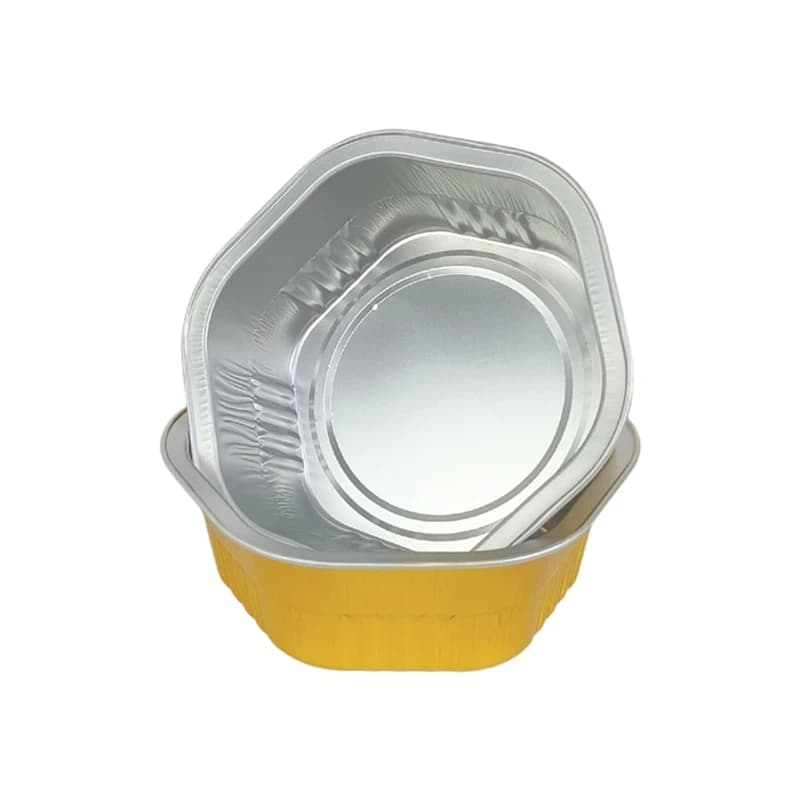 20/50/100pcs Pack 400ml Gold Hexagon Foil Containers Thickened Disposable Aluminum Baking Pans Takeout Food Packaging Box
