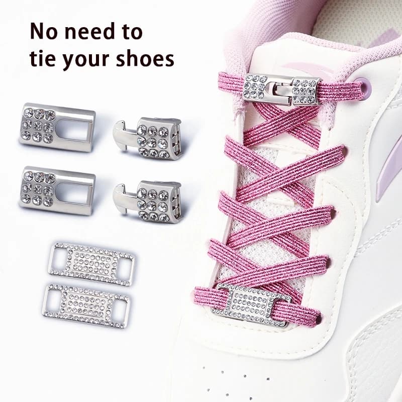 Bling Diamond Cross Locks Lacci delle scarpe Elastici senza cravatta Lacci delle scarpe Charms Scarpe da ginnastica da donna Fibbia intelligente di lusso per lacci in metallo AF1