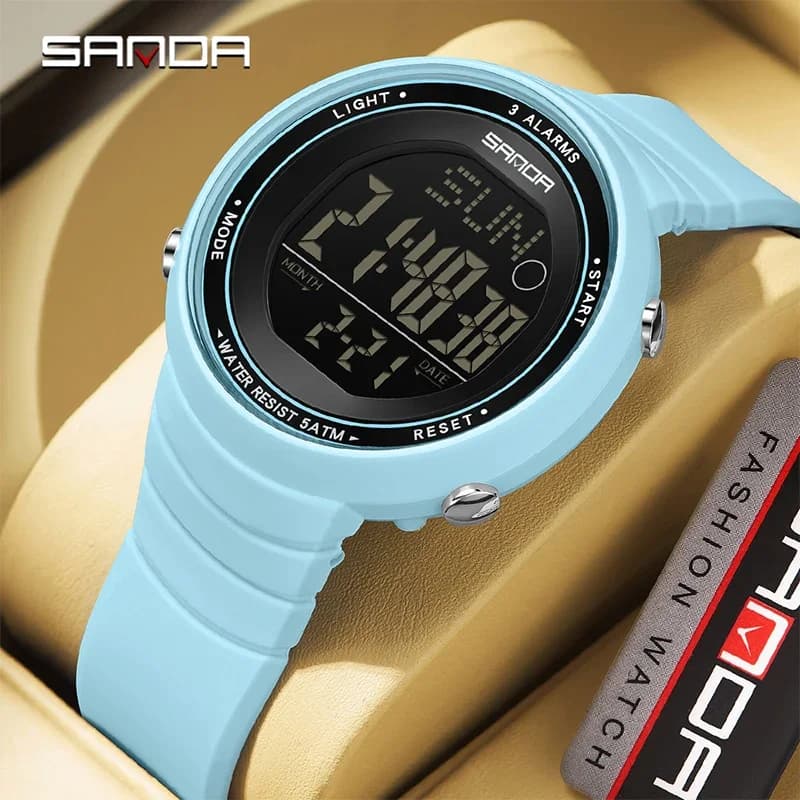 SANDA Trendy Student Sport Digital Watches Silicone Strap Countdown Luminous Waterproof 50M Watch Top Men Women's Watch Electronic
