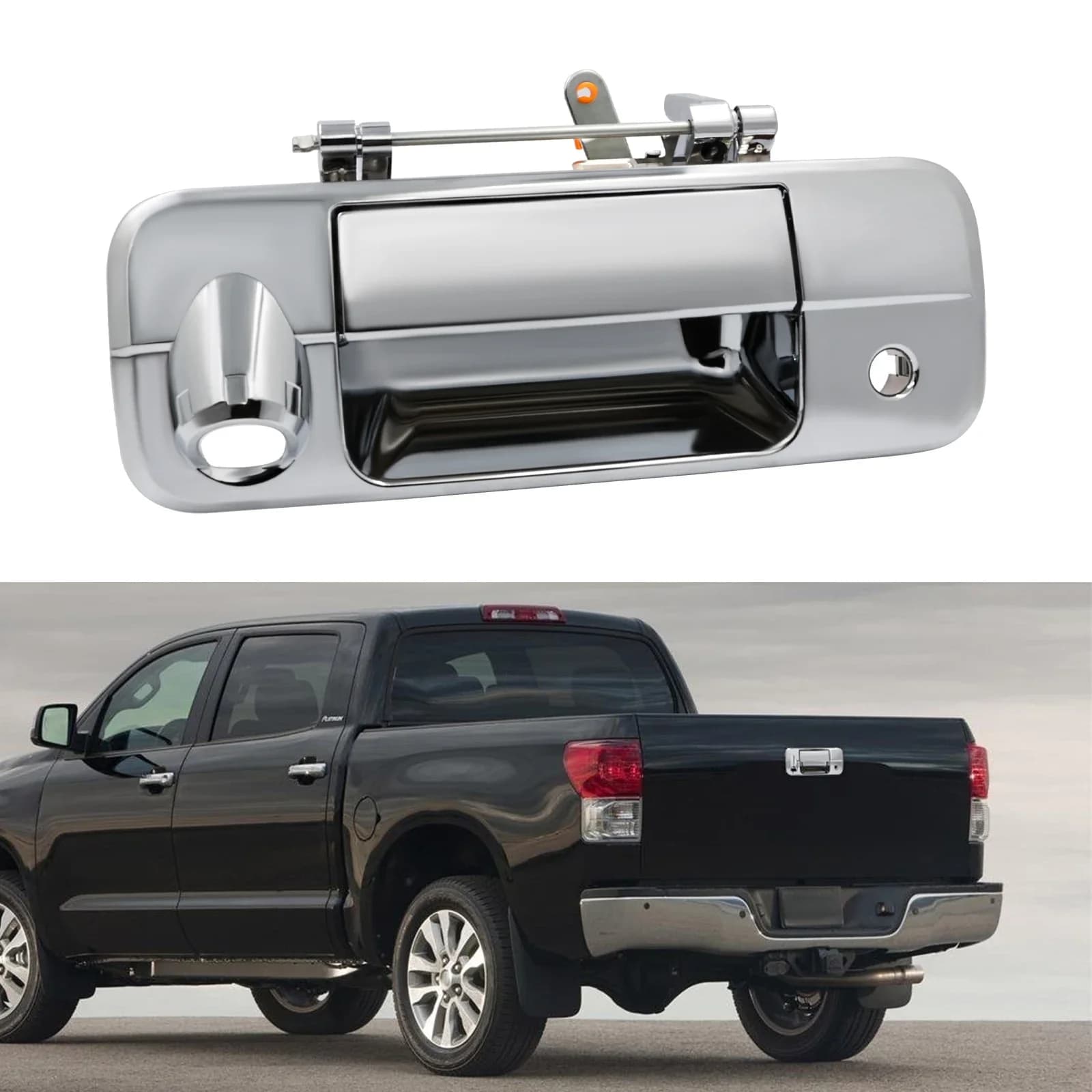 Chrome Tailgate Door Handle w/Rear Camera Hole For Toyota Tundra Exterior Liftgate Handle 69090-0C051 Rear Gate Latch Handle