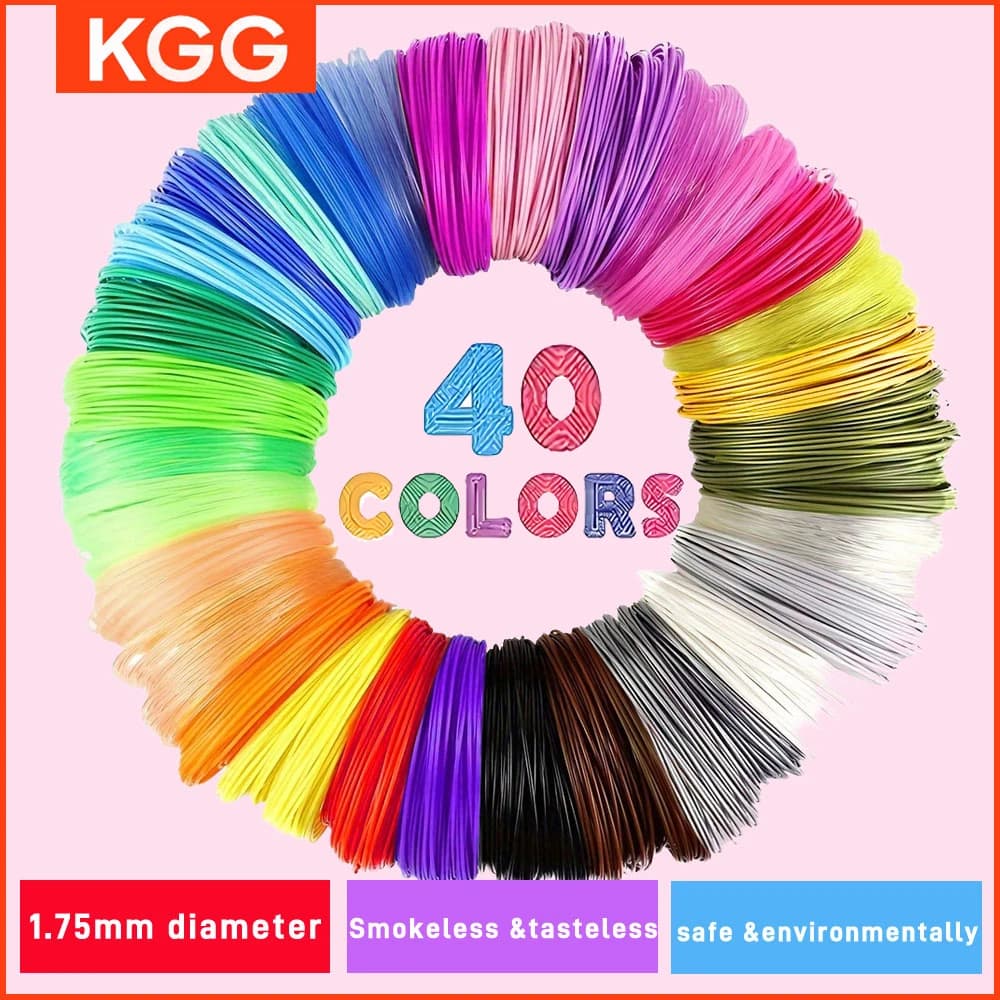 40 Colorful PLA Filaments for 25M 30M 36M 45M 50M 96M 100M 150M 200M Safe Plastic Charging for Children 3D Printing Pen