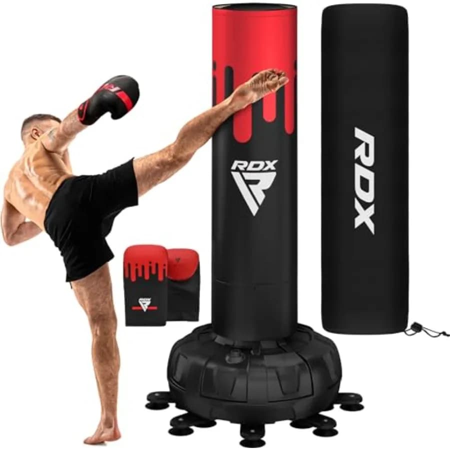 Boxing bag XXL 330LBS with Gloves and Covers - Boxing bag 72-pocket for Adults with Base in Piedistallo - 17 Suction cups and 8 External legs