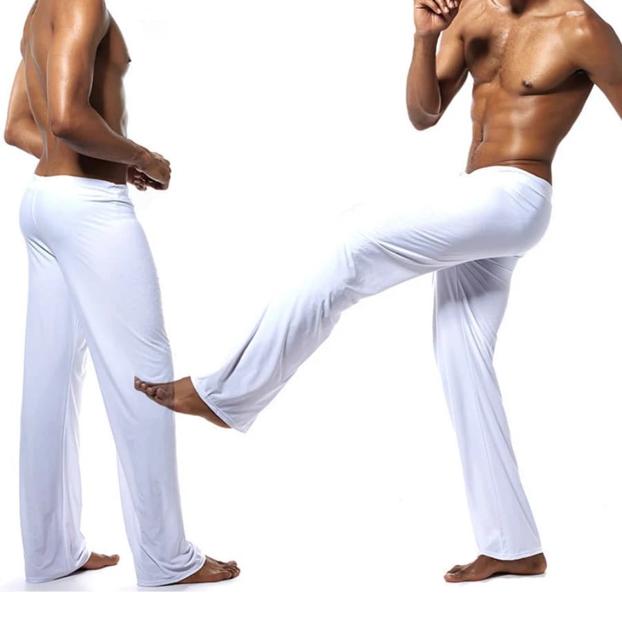 Sexy Men Yoga Pants Low Waist Drawstring Straight Loose Thin Sports Comfortable Elastic Waist Men Sports Trousers Men Clothing
