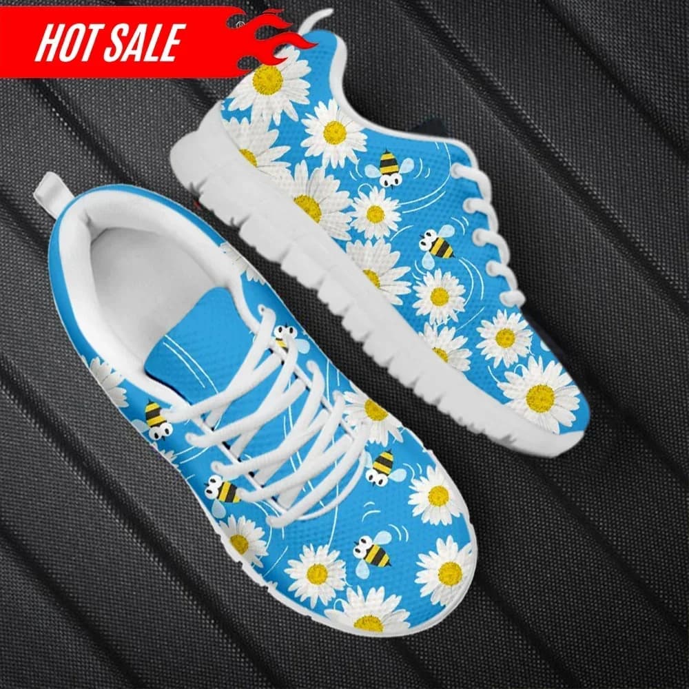 Scarpe basse da donna leggere con stampa margherite e api, antiscivolo, traspiranti, sneakers di tendenza, scarpe vulcanizzate casual