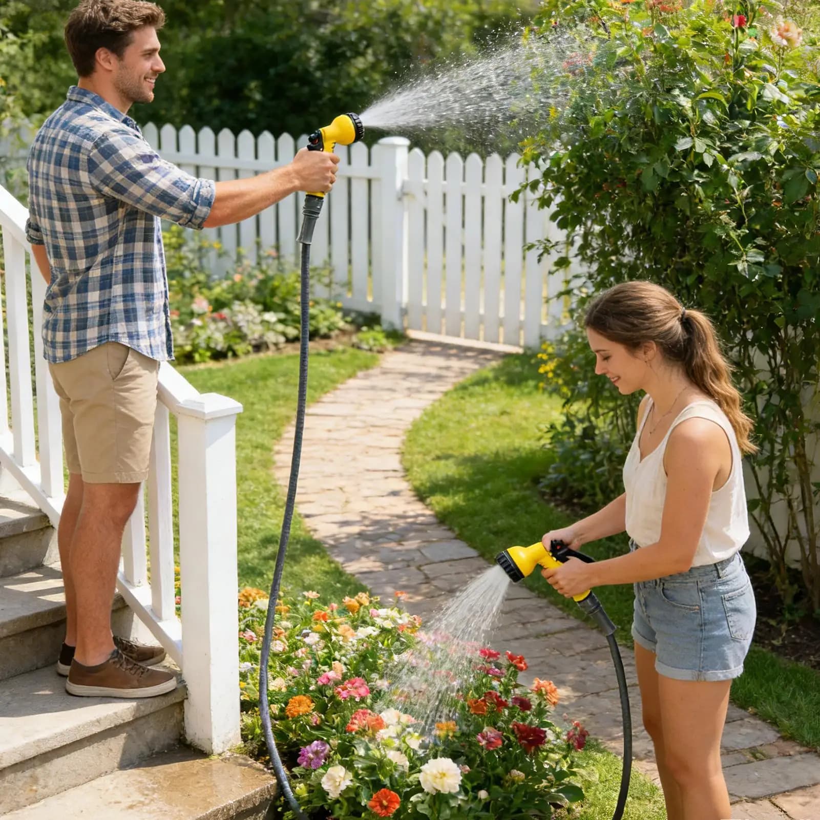Garden Pipe Sprinkler with 7 irrigation models Ugello sprayer for flexible hose for outdoor lawn patio self-cleaning pet cleaning