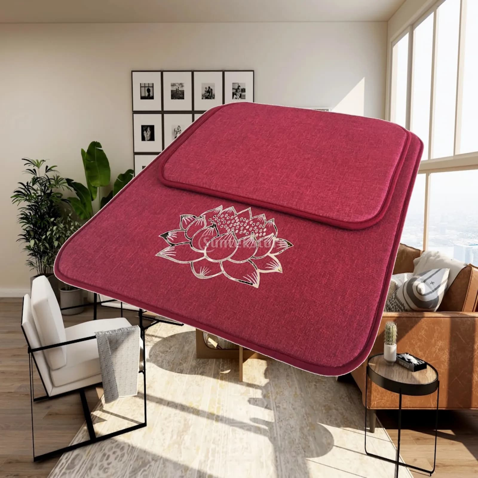 Elegant Square Flax Cushion Comfortable Floor Pillow Chair Pad for Living Room Meditation and Outdoor Relaxation