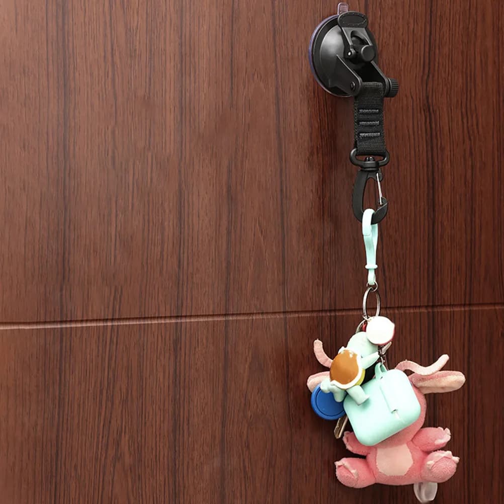 2 Pezzi Ganci a Ventosa Resistenti con Cinghia in Nylon, Ganci Portatili per Finestrini Auto, Tende, Esterni, Appendiabiti Multiuso