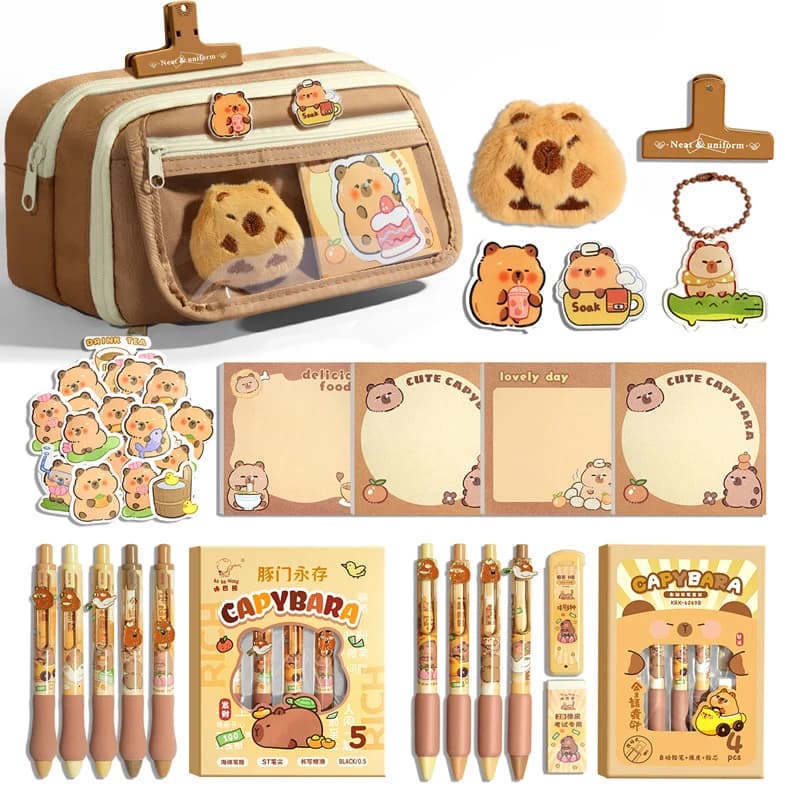 Cute Capybara Pencil Case Kawaii Pouch Stationery Set Gifts For Girls Boys Kid Large Capacity Capibara Organizer School