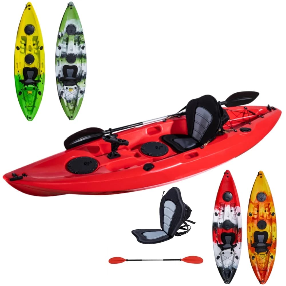 Kayak monoposto in LLDPE da 3 metri, sit-on-top, per acqua selvaggia, con sedile deluxe e pagaia