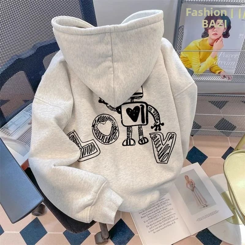 Felpa con Cappuccio Extra Large 300g con Stampa Creativa, Pesante, Versatile, per Primavera Autunno Inverno, Manica Lunga