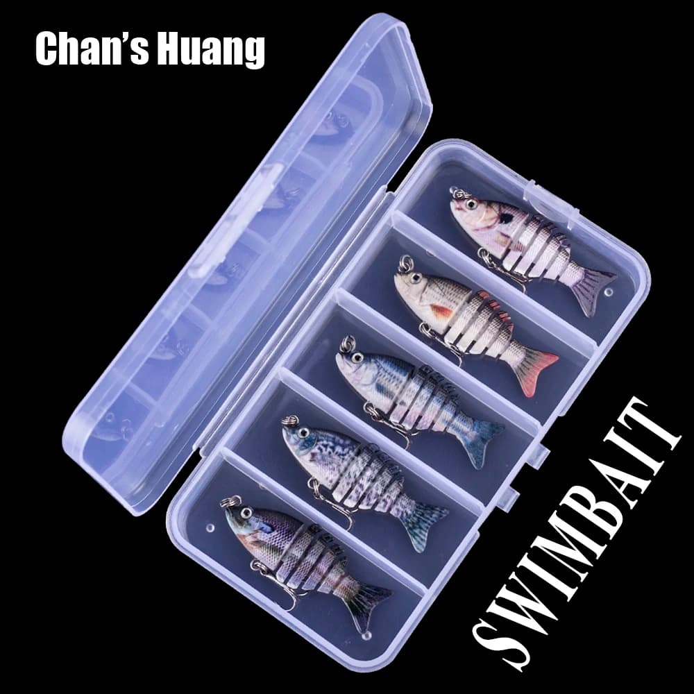 Chan's Huang 5 pz/scatola Sinking Multi Jointed Swimbait Wobbler Set Mini Fishing Lure Segment 5CM 2G Bass Fishing Tackle Kit