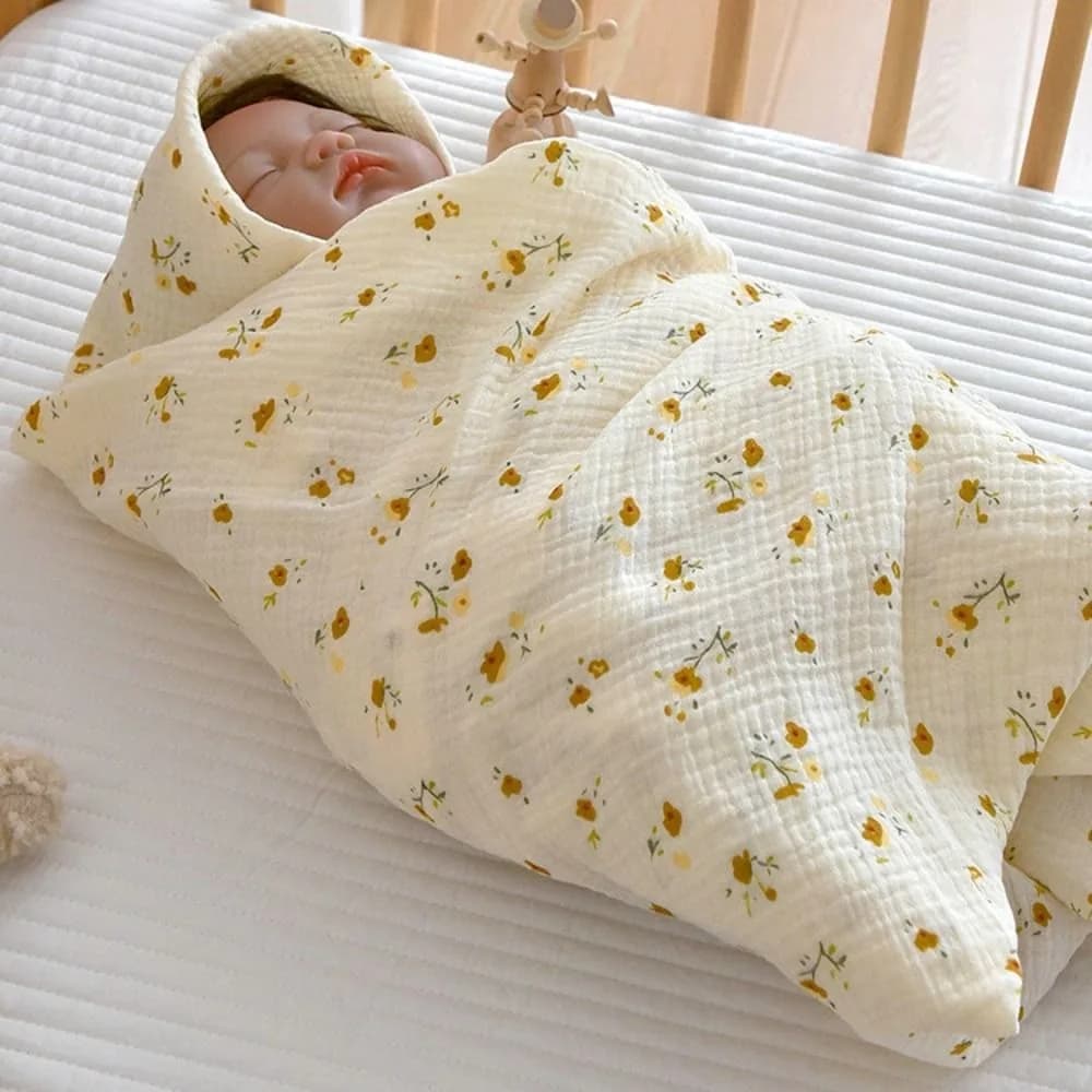 Household Cotton Baby Blanket Breathable Bear Printed Cover Blanket for Infant Cartoon Soft Nap Sleeping Rug Sofa