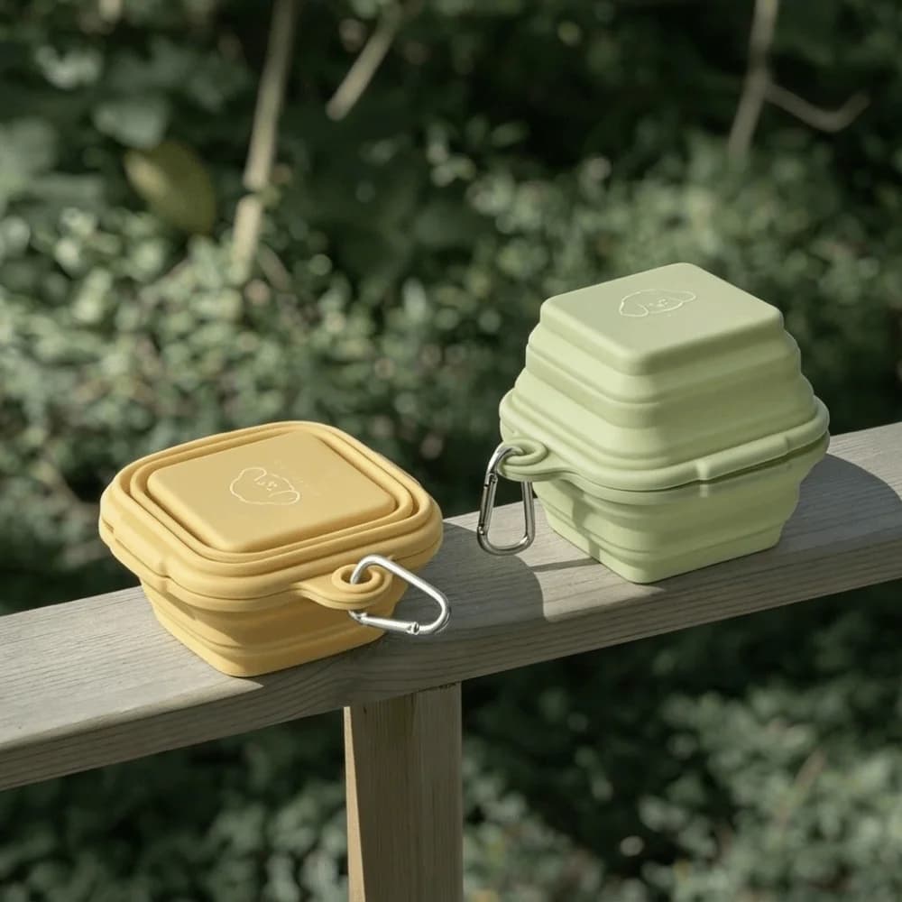 2-in-1 Silicone Folding Pet Bowl Leakproof Large Capacity Feeder Bowls Dual Bowl Thickened Dog Food Feeding Basin Cat Feeding