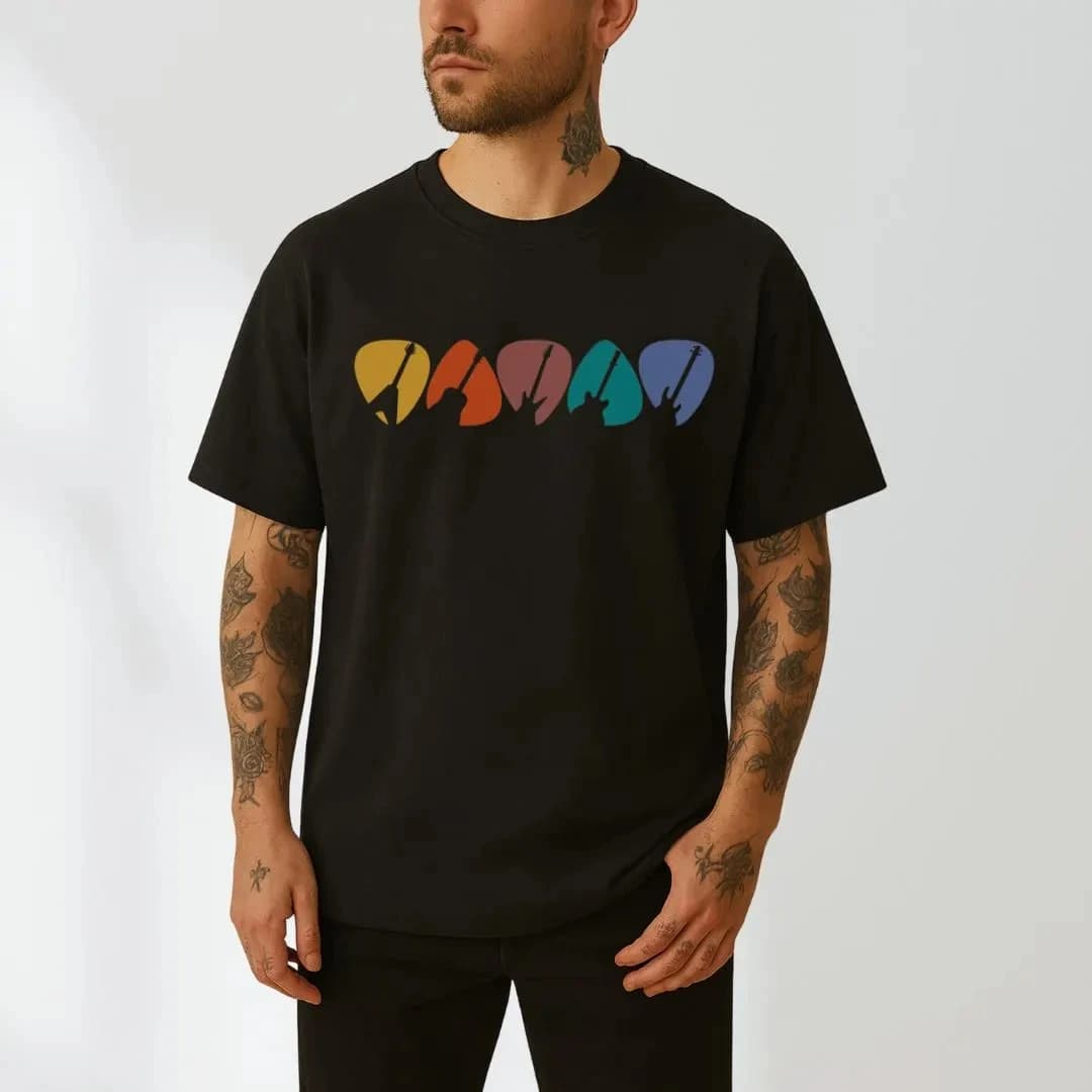 Guitar T-Shirt Vintage Guitar Picks Shirt Music Lover Gift Guitar Player Gift Shirt for Guitarist Gift for Guitarist Fashion