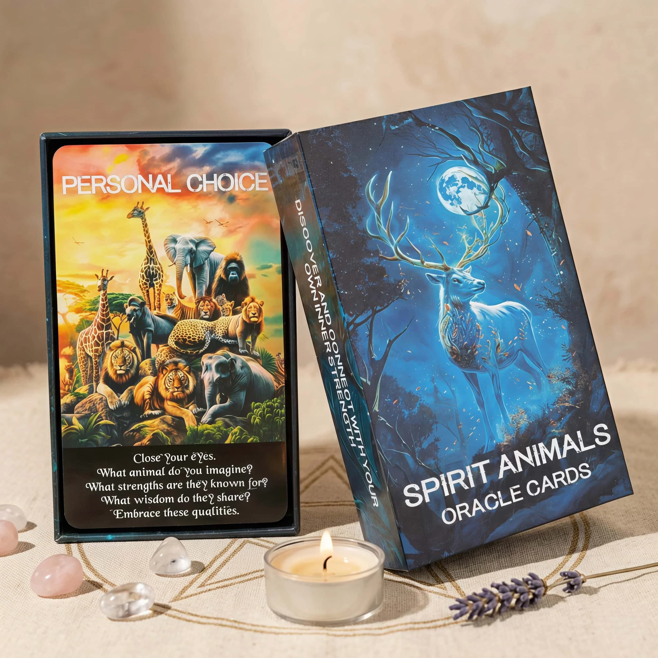 52 carte Oracle degli animali spirituali inglesi, carte di guida spirituale sugli animali per la guarigione e la meditazione, formato carta 12×7 cm