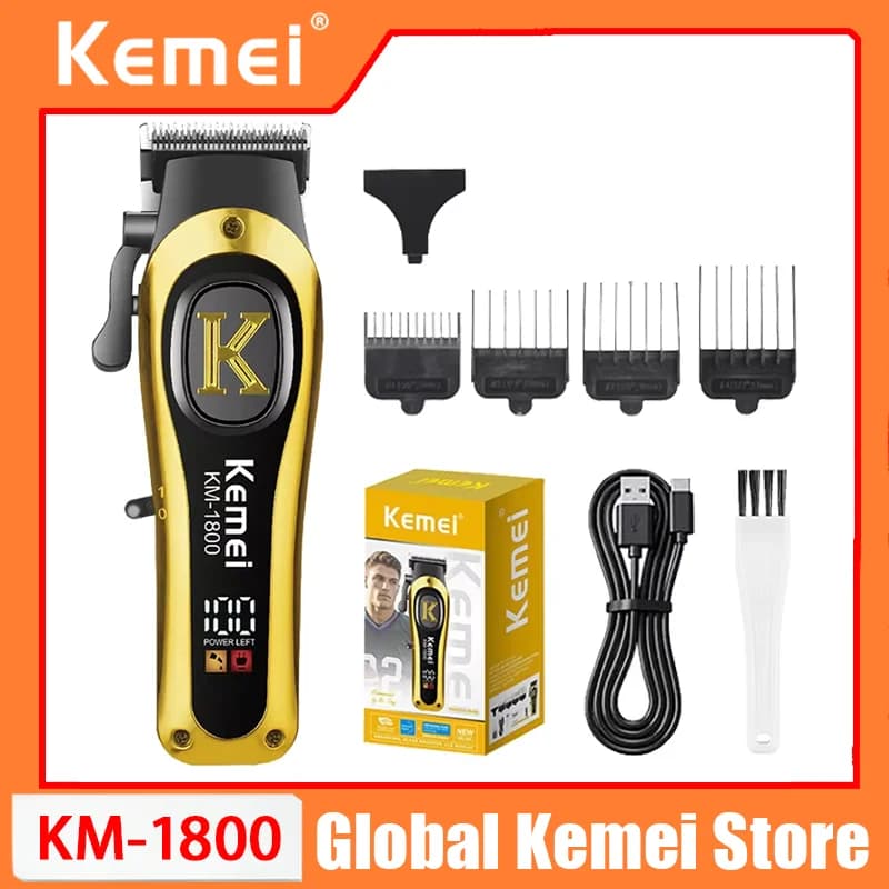 Kemei KM-1800 Tagliacapelli Elettrico Ricaricabile USB a Ricarica Rapida, Macchina per Barbiere Senza Fili 1200MA