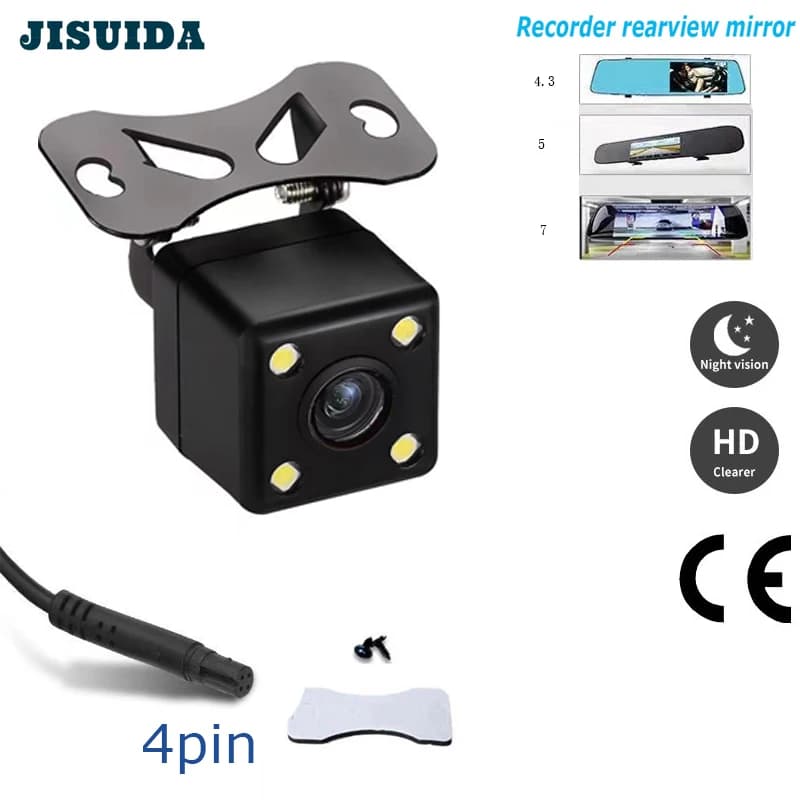Dashcam telecamera posteriore HD visione notturna impermeabile universale retromarcia immagine cavo sonda telecamera 4 fori