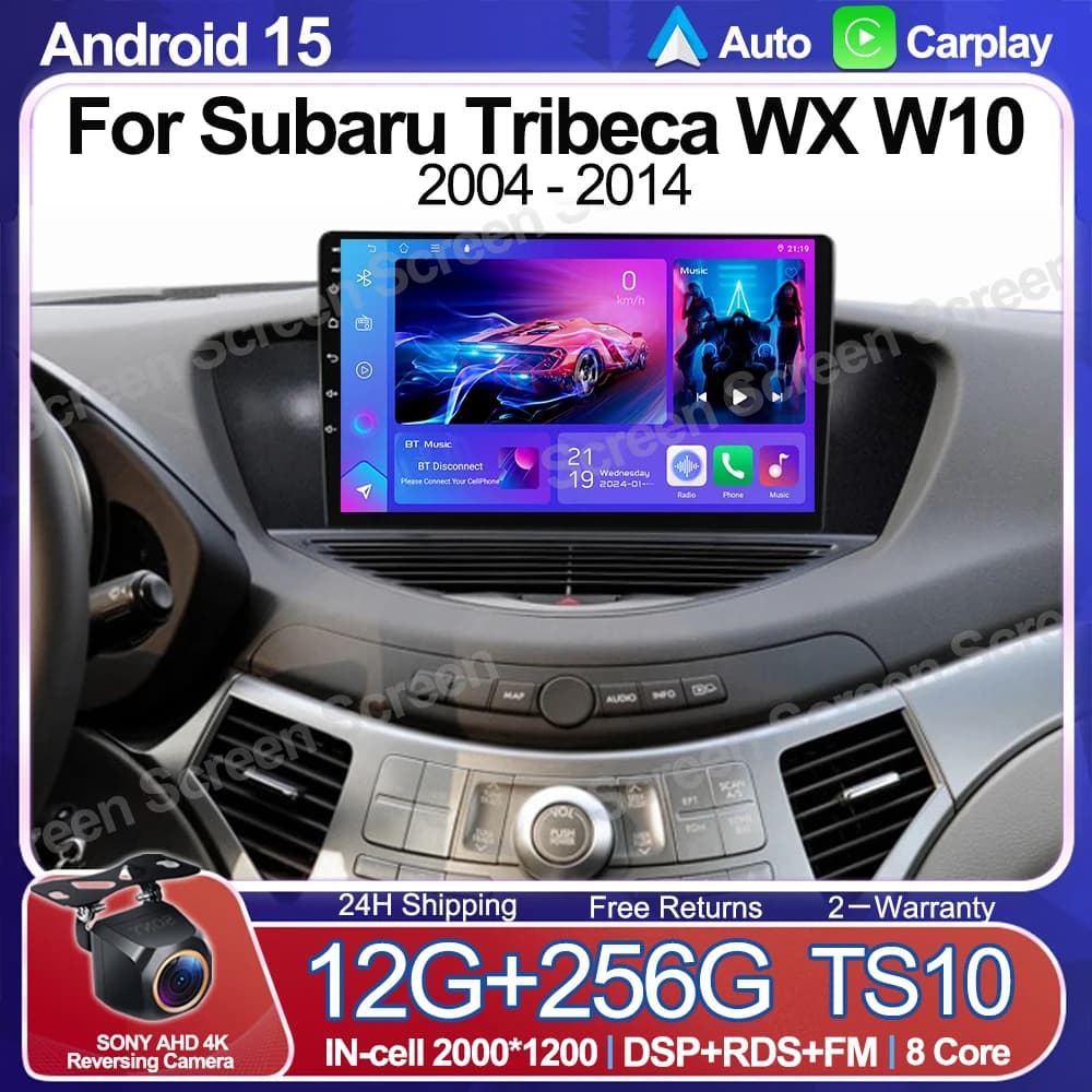 Android 15 Per Subaru Tribeca WX W10 2004 - 2014 Lettore multimediale Android Auto Schermo 5G WIFI No 2din DVD GPS Unità principale stereo
