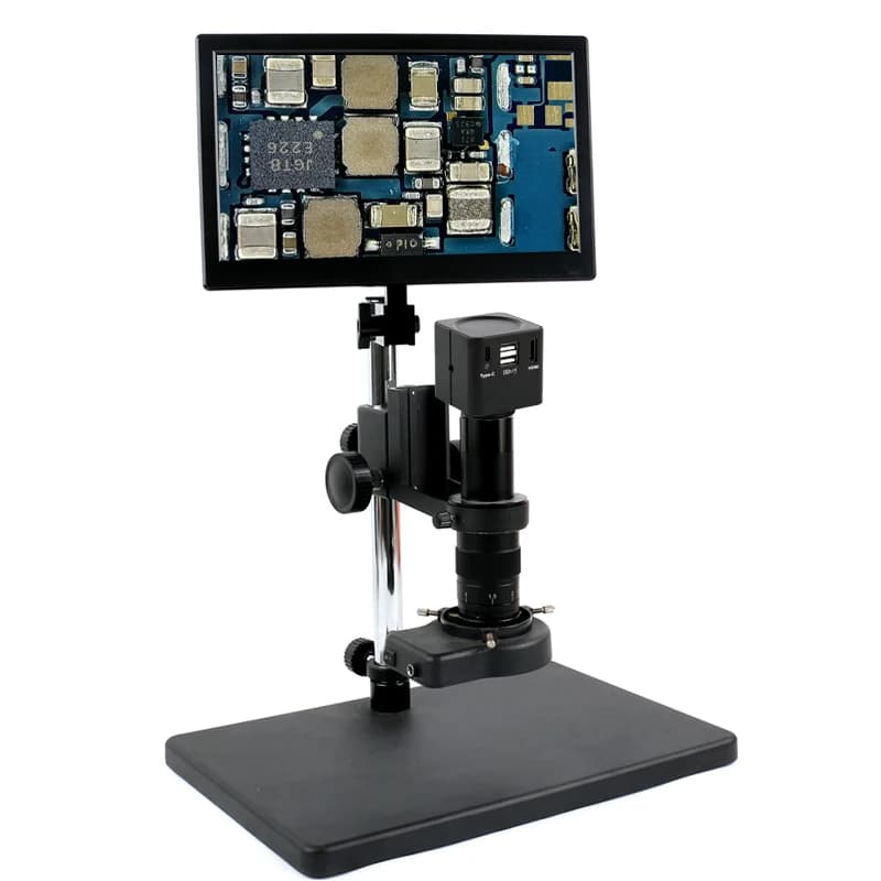 Zoom 180X 200X 55MP HDMI USB Typec PC Industrial Microscope Camera 11.6 LCD Monitor+ Hanger Stand PCB Repair Soldering Tool Kit