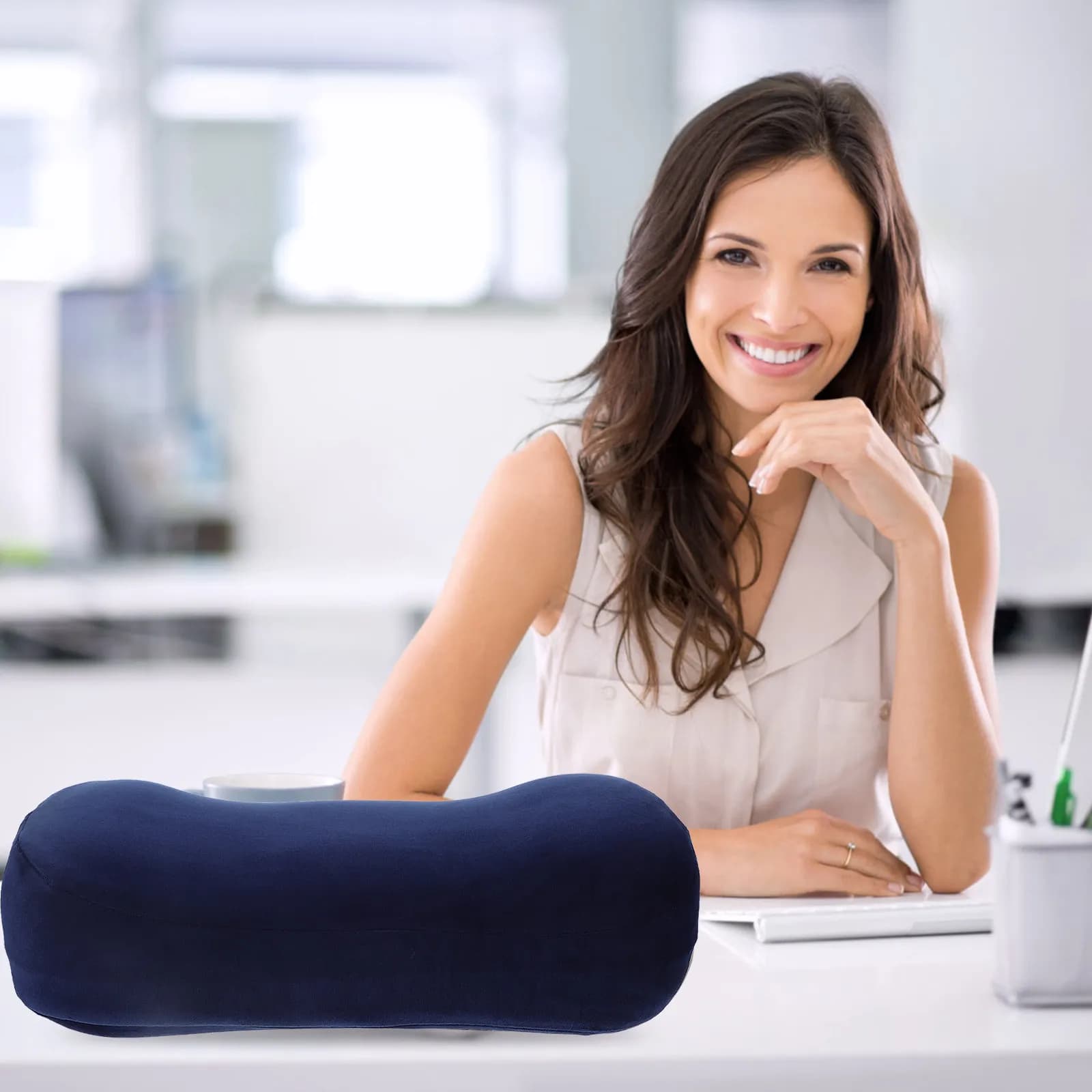 Cuscino Cervicale Portatile Ergonomico con Supporto Lombare per Auto, Ufficio, Viaggi, Casa, Sonno, Schiena, Ginocchia, Caviglie e Colonna Vertebrale