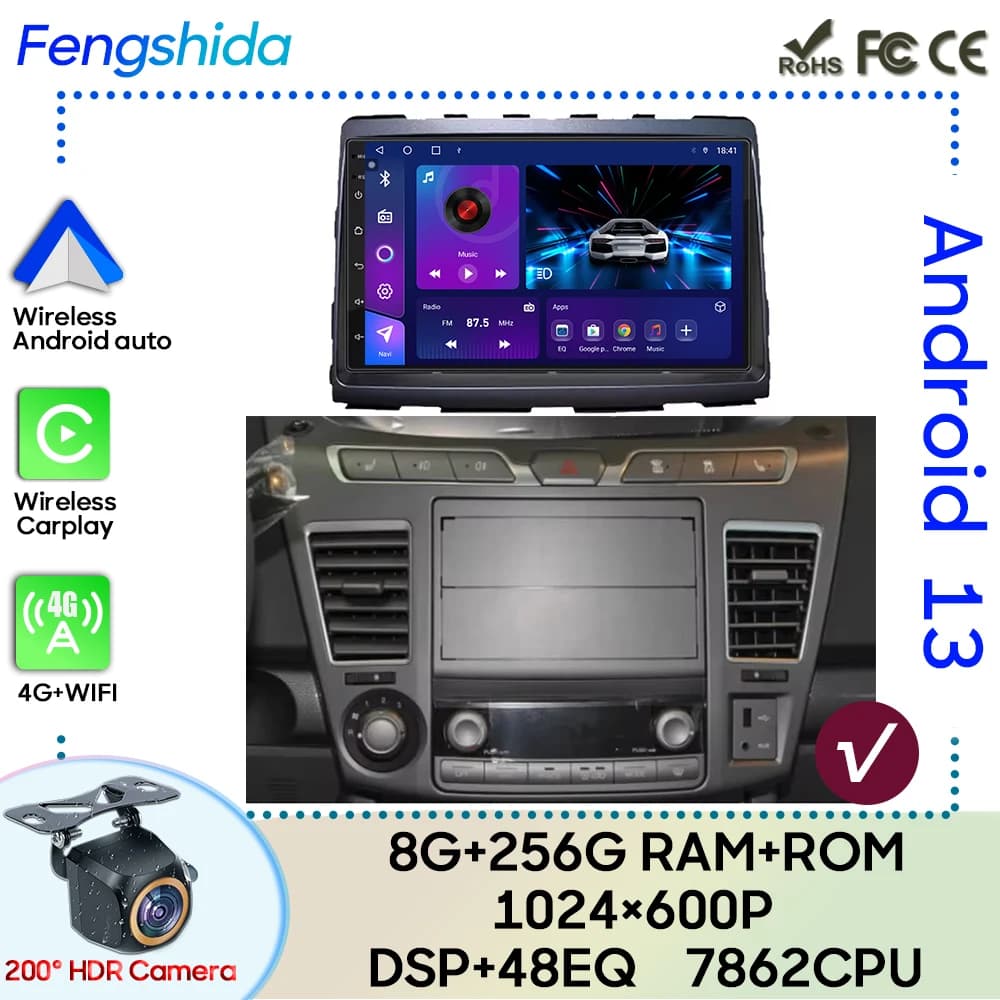 Autoradio Android 13 Per Ssangyong Rodius Turismo Stavic 2013+ Carplay Schermo GPS Android Auto Stereo Lettore Multimediale No 2din