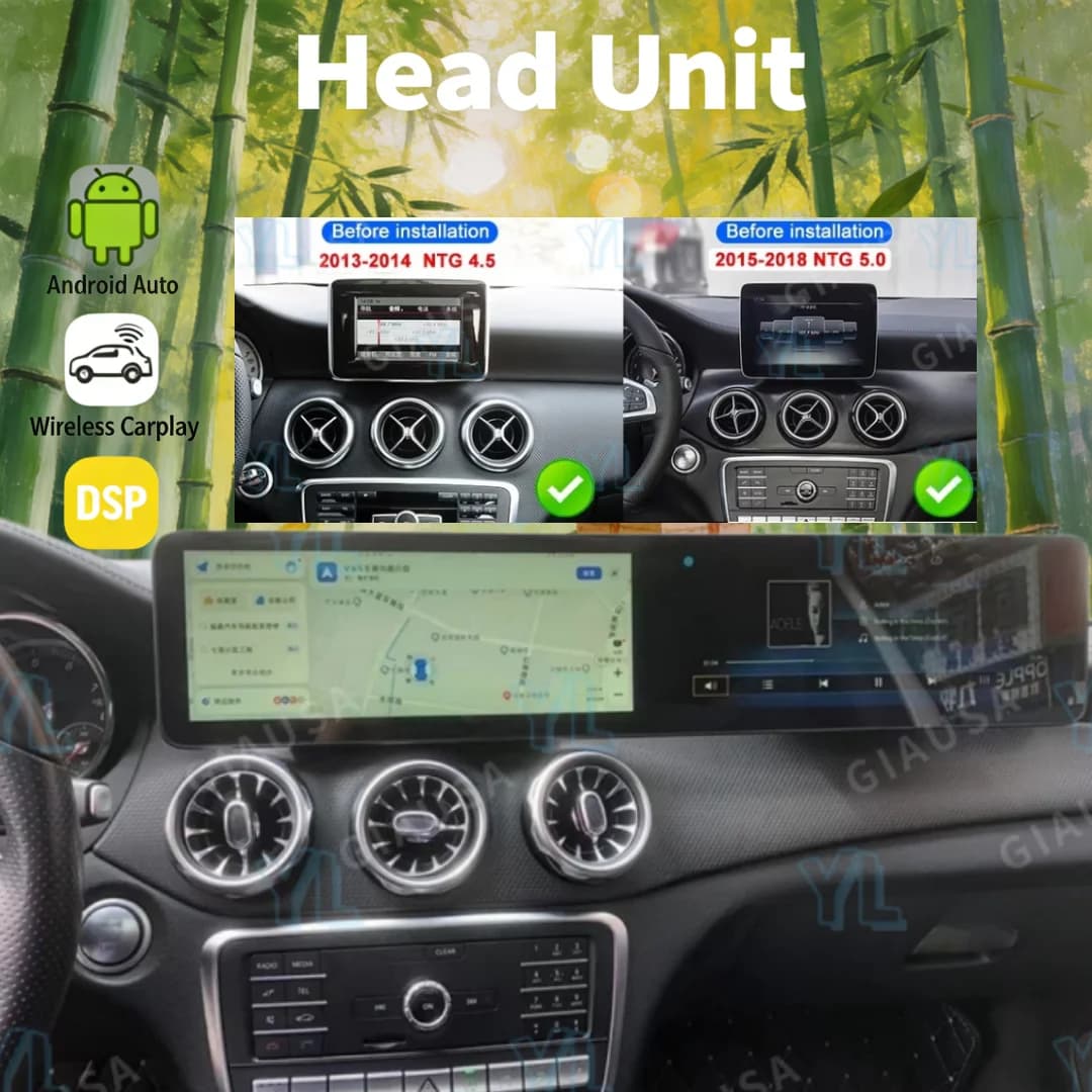 CY Dual Screen For Mercedes Benz A Class CLA GLA W176 C117 X156 W246 2013-2019 Android Auto Car GPS Multimedia Player Carplay 4G
