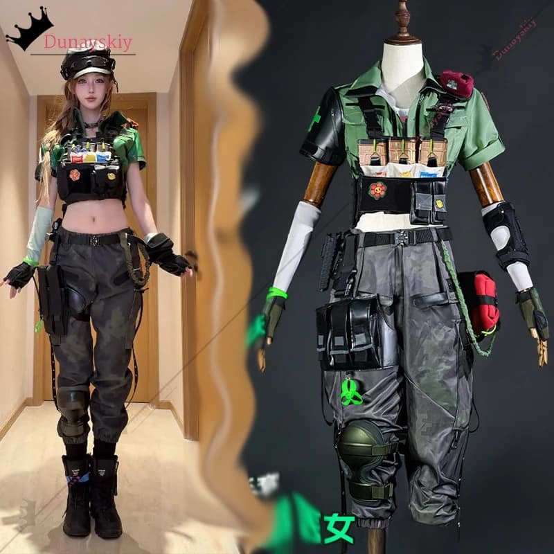 YiNuo*Butterfly Lena Vander Delta Force Operators Meer Mechanical Drone Healer Costume Cosplay Set Full Character Anime for Role Games