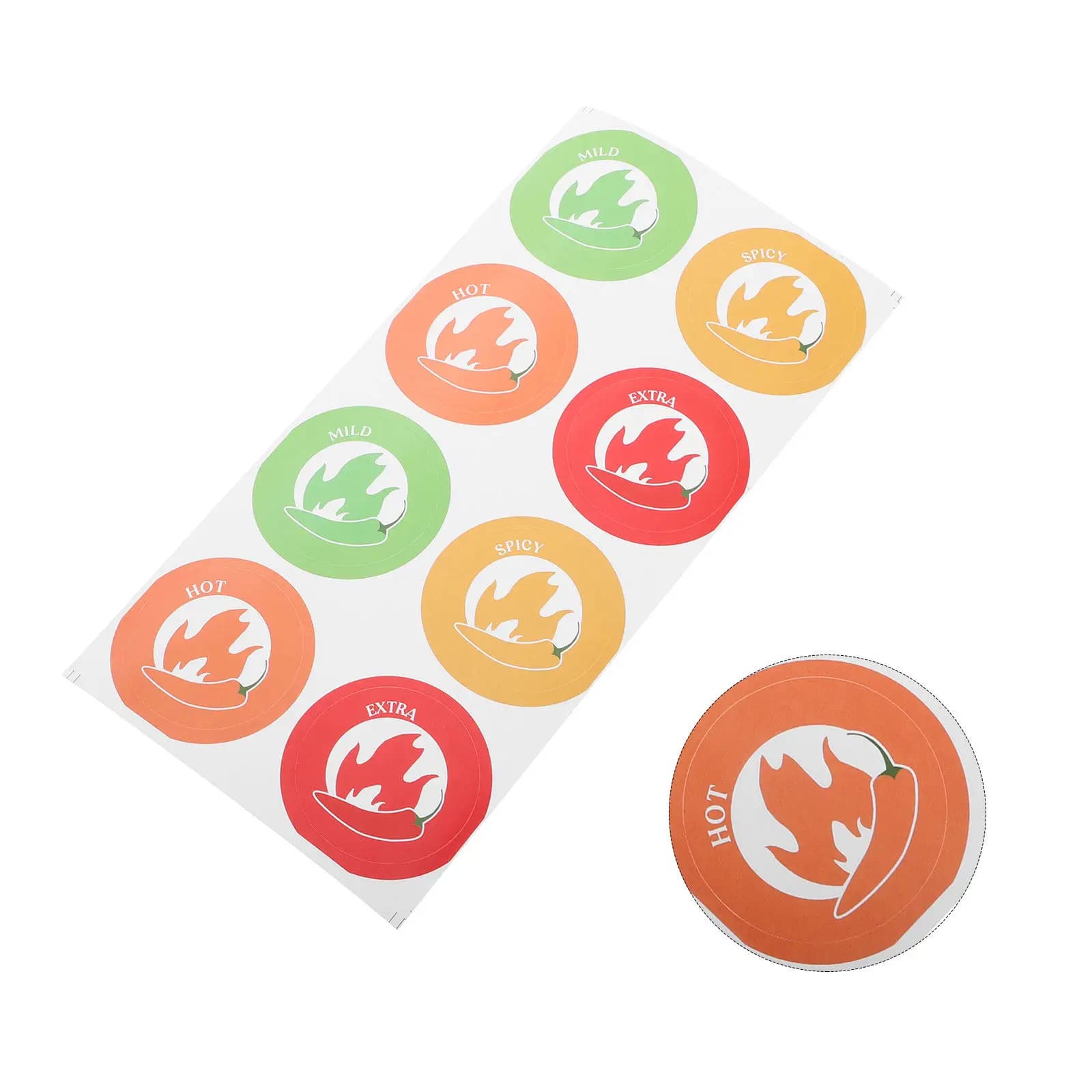 Set di 10 Adesivi per Cibo Piccante, Etichette con Motivo Peperoncino, Indicatore di Livello di Piccantezza, Adesivi per Etichette Alimentari