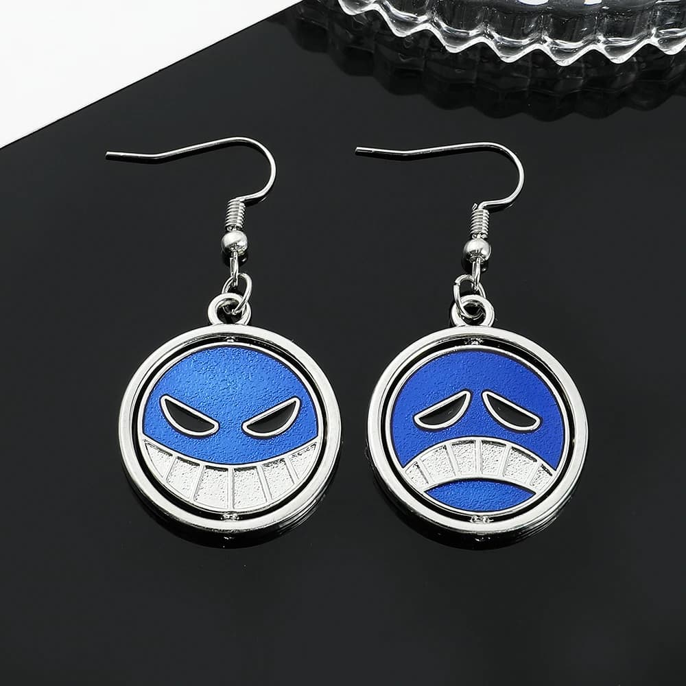 Creative Rotatable Smiling Face Cartoon Anime Figure Earrings Fashion Personality Cosplay Jewelry Accessory for Women And Men