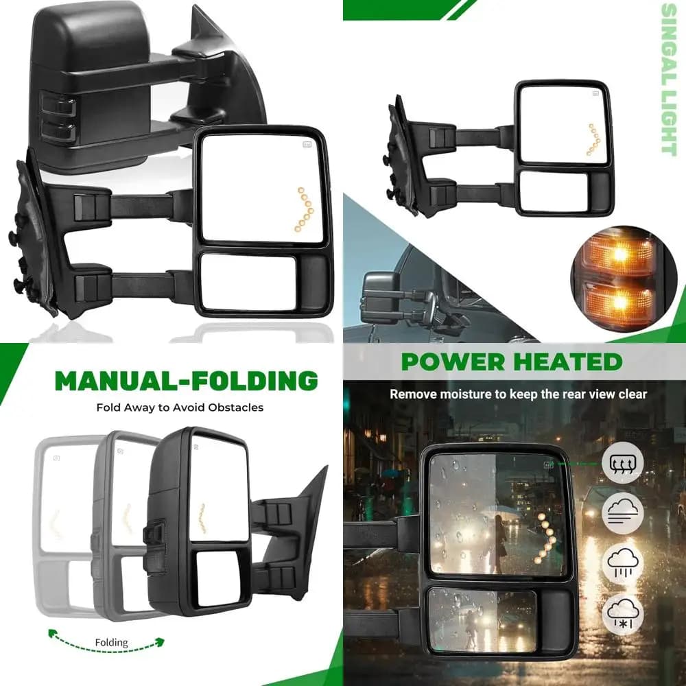Set coppia specchietti da traino riscaldati per Ford F250 F350 F450 F550 Super Duty 1999-2007 ed escursione 2001-2005 con luce freccia,