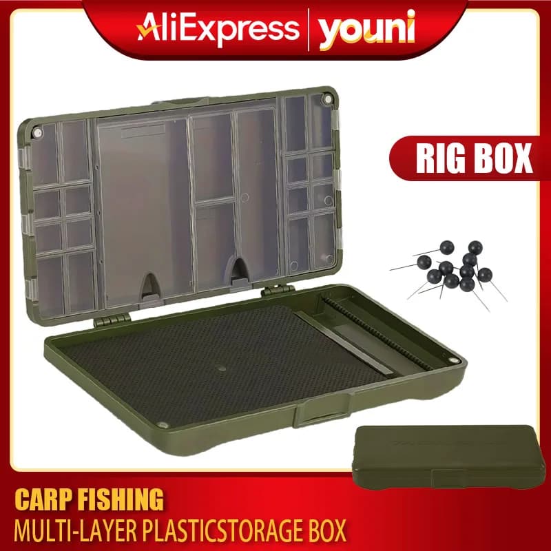 All-in-one fishing gear box | Organizer for waterproof ABS equipment with drilling rigs and European accessories