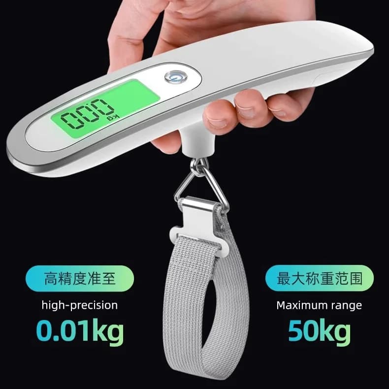 Bilancia elettronica portatile in acciaio inossidabile da 50 kg, comoda bilancia per bagagli da viaggio per piccoli bagagli express domestici ad alta precisione