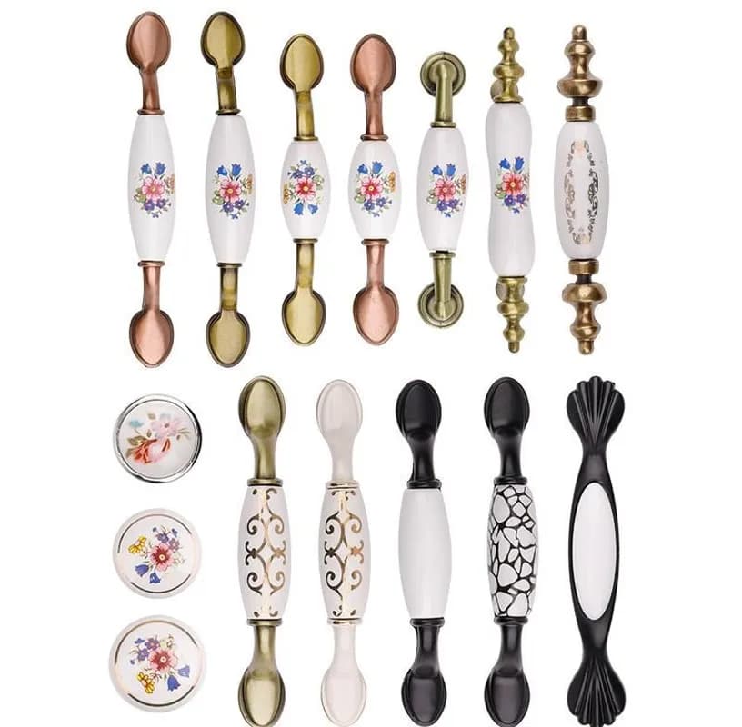 Maniglie per porte in ceramica retrò Maniglie per mobili antichi europei in stile cinese Maniglie per cassetti Manopole e maniglie per armadietti da cucina