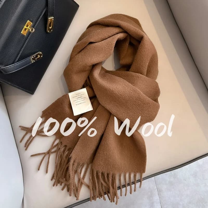 Sciarpa da donna di lusso in lana 100% moda tinta unita sciarpe calde invernali scialli con nappe Pashmina Lady Wrap Bufanda