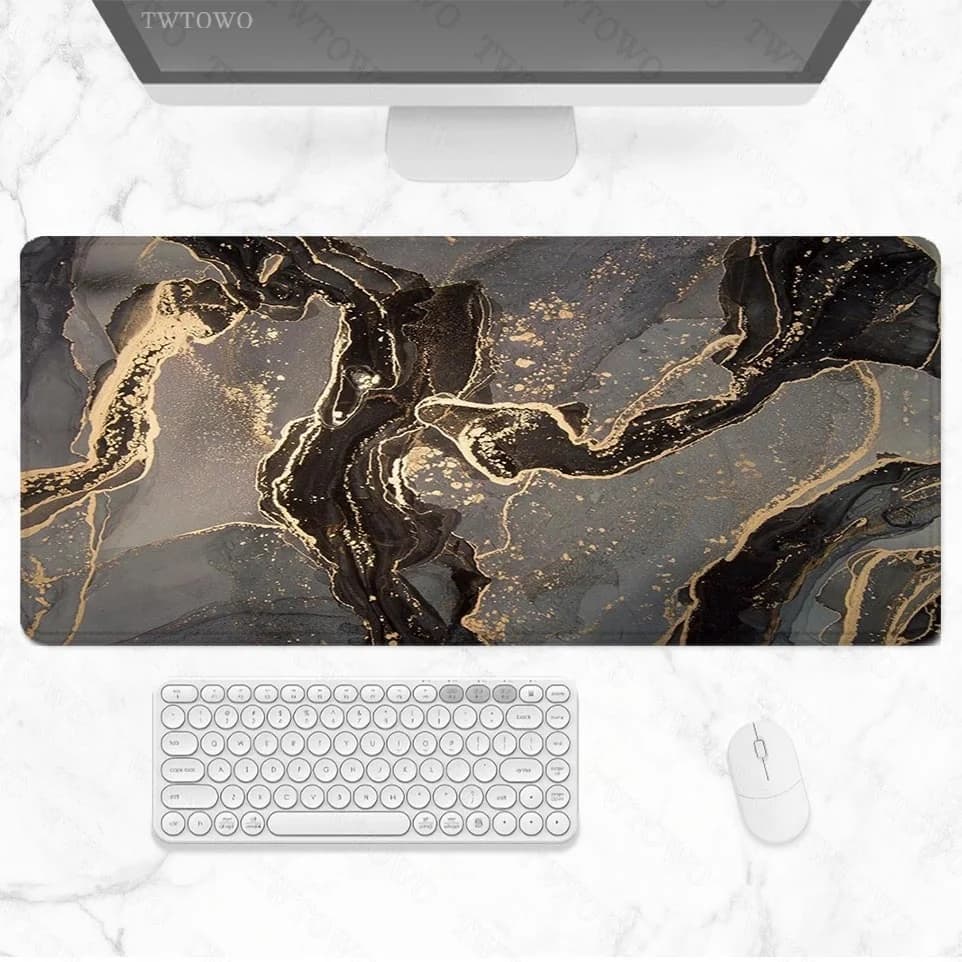 Tappetino per mouse in marmo nero e oro Gamer XL HD Tappetino per mouse personalizzato per la casa XXL Tappetino per mouse per laptop in gomma naturale antiscivolo per ufficio