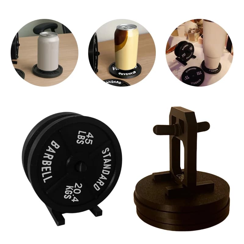 Set of weight plate submachines, beverage submachines with four black cupboards for hot and cold drinks, bar, home kitchen, fitness, gym