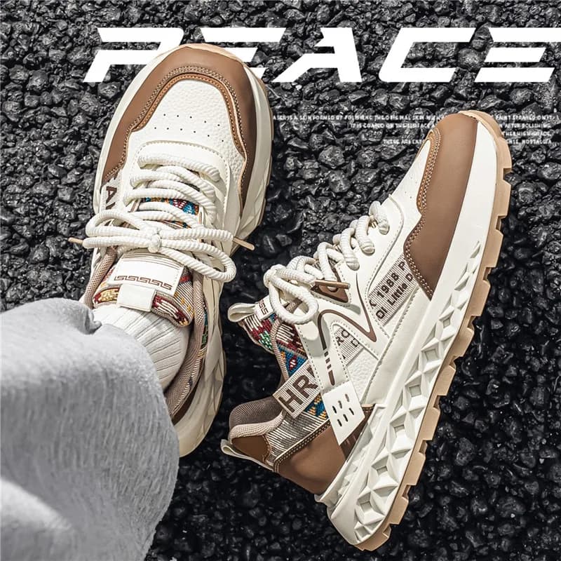 Sneakers Casual in Pelle, Nuove Scarpe da Skateboard per Uomo, Calzature Sportive da Corsa e Trekking, Scarpe da Tennis di Lusso con Piattaforma
