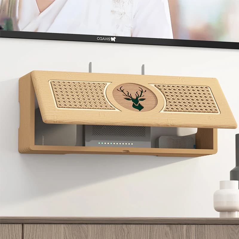 Scatola di gestione dei cavi per montaggio a parete senza trapano, scaffale per router nascosto, copertura per organizer multimediale per set top box WiFi per ciabatta, soggiorno